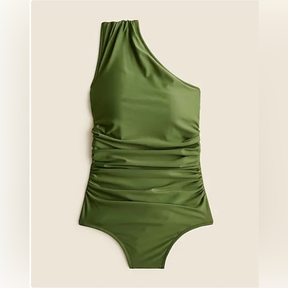 J CREW Ruched One-ShoulderOne-Piece in Safari Green, Size 22, NWT